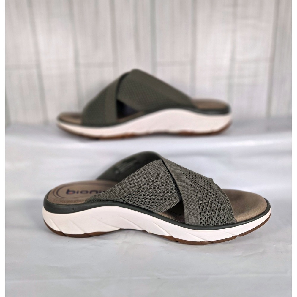 Bionica Avary Slides Womens 10M Olive Cross Strap Slip On Slip Resistant Sandals - Picture 3 of 7